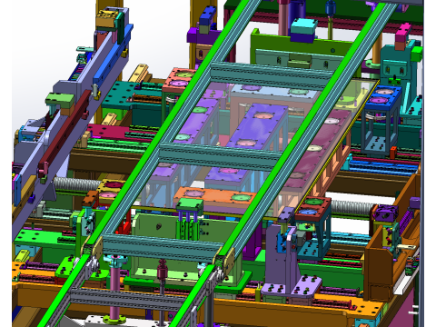 Линия сборки зеркал с рамой из алюминиевого сплава, включая клей SolidWorks, редактируемый 3D Модель