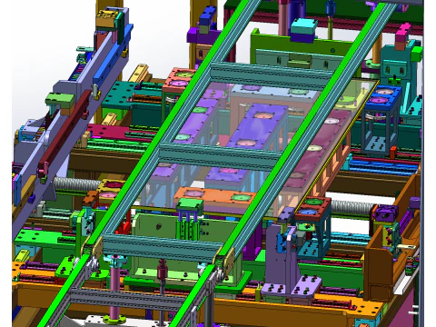 Aluminum alloy frame fitting mirror assembly line including glue SolidWorks editable 3D Model