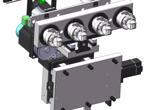 Bobinadora de cuatro cabezales SolidWorks editable Modelo 3D