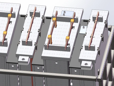 전해 장비 생산 라인 SolidWorks 3D 구리 도금 전기 분해 장비 전기 3D 모델