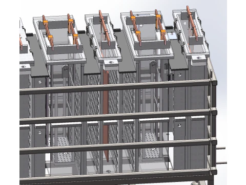 전해 장비 생산 라인 SolidWorks 3D 구리 도금 전기 분해 장비 전기 3D 모델