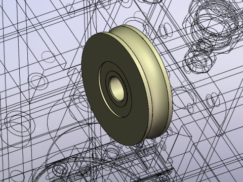 Rueda guía del ascensor remachadora rueda guía y eje ajuste a presión SolidWorks 3D Modelo 3D