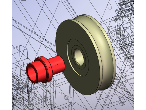 Rueda guía del ascensor remachadora rueda guía y eje ajuste a presión SolidWorks 3D Modelo 3D