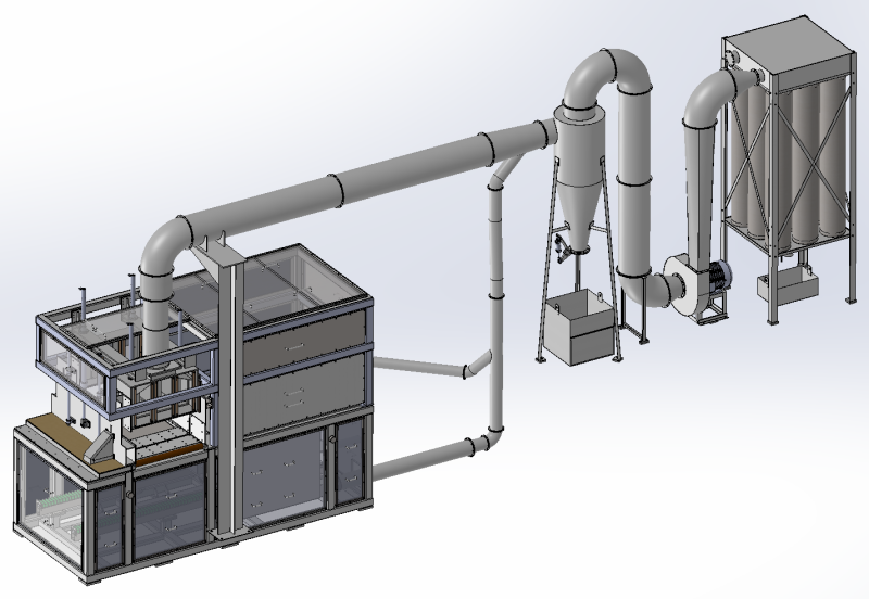Sawing Equipment and VentilationDust Collection System - SolidWorks 3D Design 3D Model .c4d .max .obj .3ds .fbx .stl .blend