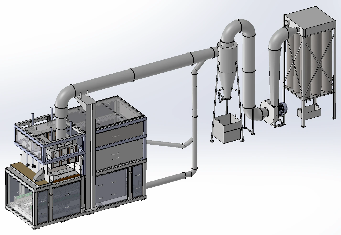 Sawing Equipment and VentilationDust Collection System - SolidWorks 3D Design 3D Model .c4d .max .obj .3ds .fbx .stl .blend 