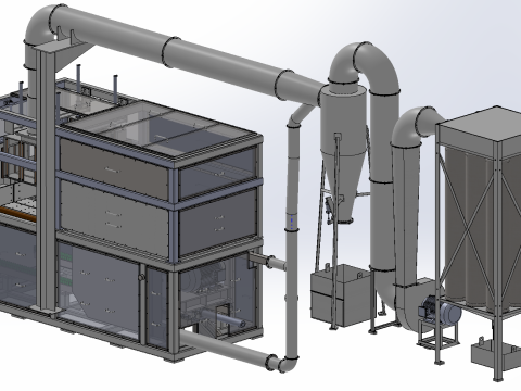 Attrezzatura per segatura e ventilazioneSistema di raccolta polvere - SolidWorks 3D Design Modello 3D