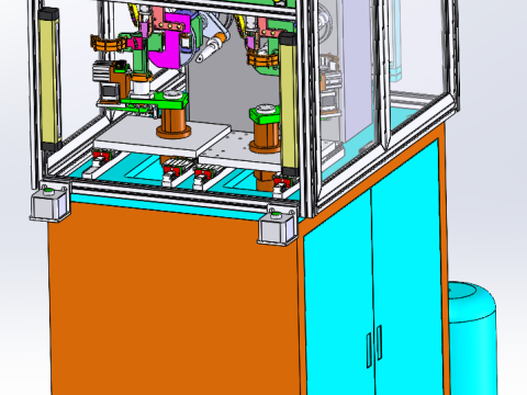डुअल स्टेशन वाइंडिंग मशीन सॉलिडवर्क्स 3डी 3D मॉडल
