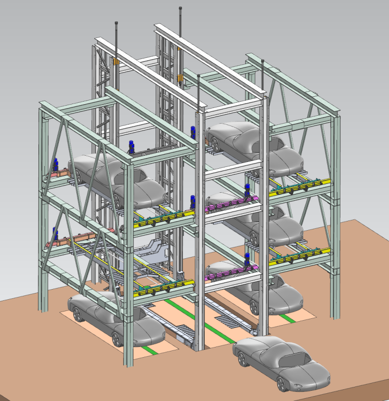 Gestapelte dreidimensionale Garage UG 3D-Simulationsvideo 3D Modell .c4d .max .obj .3ds .fbx .stl .blend