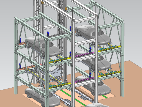 쌓인 입체 차고 UG 3D시뮬레이션 영상 3D 모델