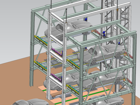 Gestapelte dreidimensionale Garage UG 3D-Simulationsvideo 3D Modell