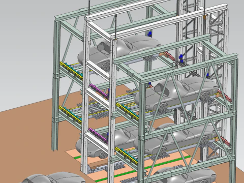 Yığılmış &uuml;&ccedil; boyutlu garaj UG 3D sim&uuml;lasyon videosu 3D Model
