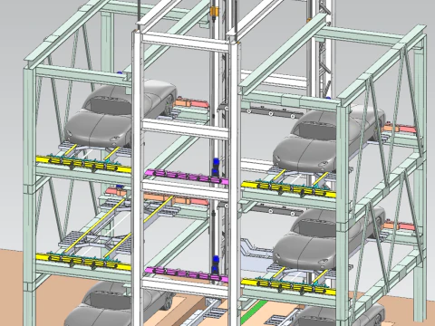 Yığılmış &uuml;&ccedil; boyutlu garaj UG 3D sim&uuml;lasyon videosu 3D Model