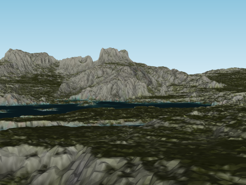 Model SU waduk aliran gunung medan pegunungan Model 3D