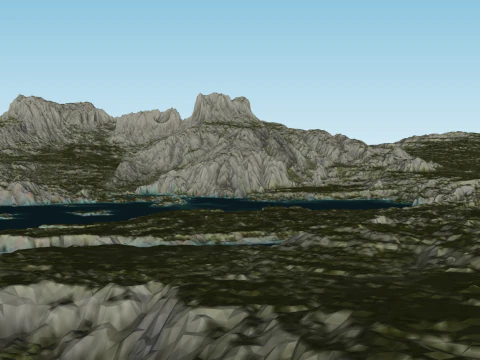 Mountain terrain mountain stream reservoir SU model 3D Model