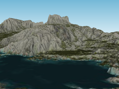 Model SU waduk aliran gunung medan pegunungan Model 3D