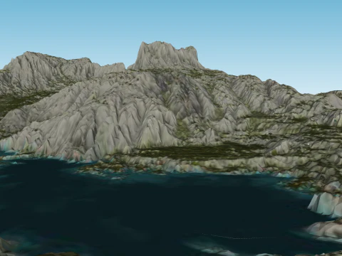 Mountain terrain mountain stream reservoir SU model 3D Model