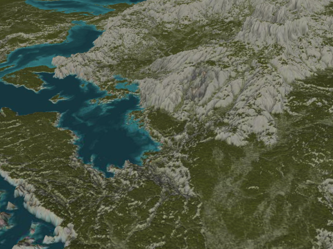 Model SU waduk aliran gunung medan pegunungan Model 3D