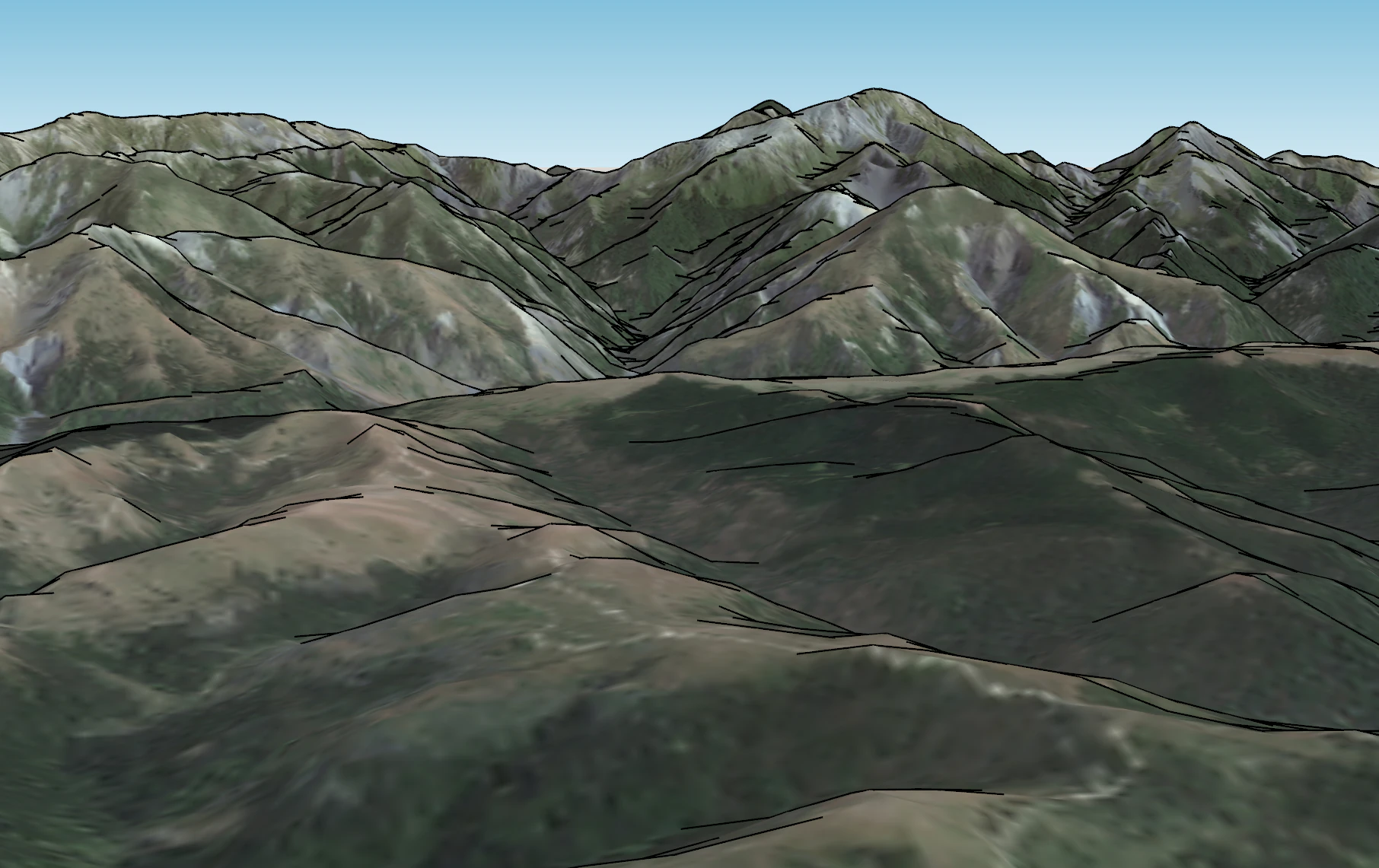 SketchUp model of mountains canyons streams 3D Model .c4d .max .obj .3ds .fbx .stl .blend 