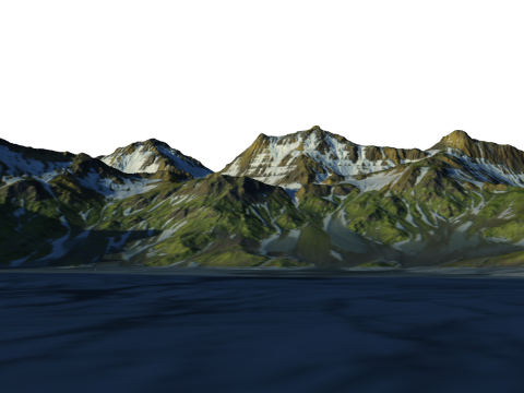 Modello Sketchup di montagne innevate ondulate continue e crateri vulcanici Modello 3D
