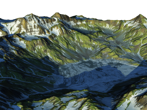 계속해서 기복이 심한 눈 덮인 산과 화산 분화구 Sketchup 모델 3D 모델