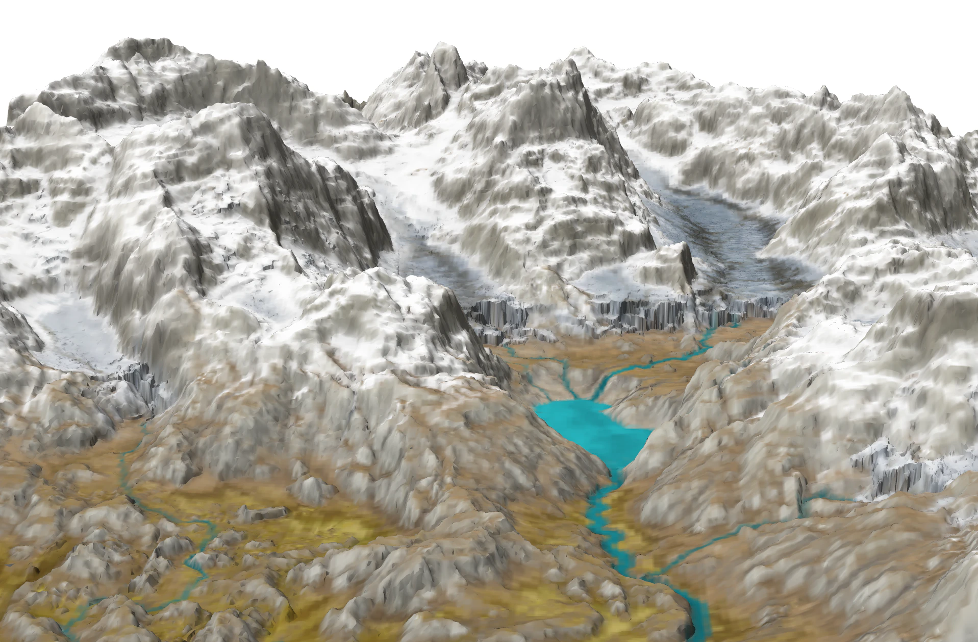 Glacier Plateau and Stream Landforms Sketchup Model 3D Model .c4d .max .obj .3ds .fbx .stl .blend 
