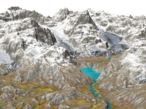 Glacier Plateau and Stream Landforms Sketchup Model 3D Model
