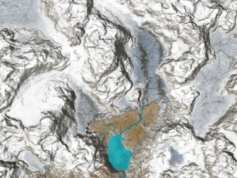 Модель эскиза ледникового плато и речных форм рельефа 3D Модель