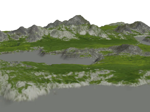 Tepelerin, nehirlerin, su &ccedil;ukurlarının ve bataklıkların SketchUp modeli 3D Model