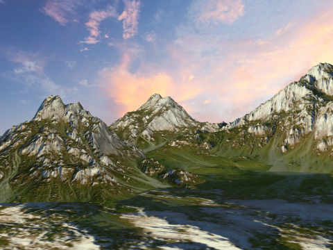 Forma temperata dell'erosione dell'alta montagna Modello 3D