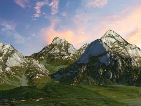 Temperate high mountain erosion landform 3D Model