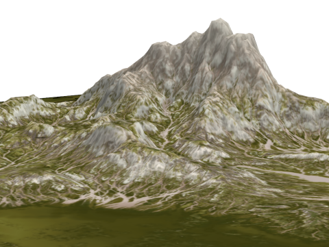 Het construeren van geïsoleerde hooggebergtelandvormen die gedomineerd worden door opwaartse kracht en watererosie. Sketchup-model 3D Model