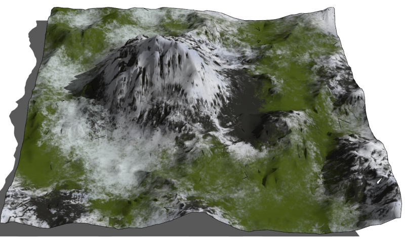 火山喷发后流水风化改造的高山火山地貌 3D 模型 .c4d .max .obj .3ds .fbx .stl .blend