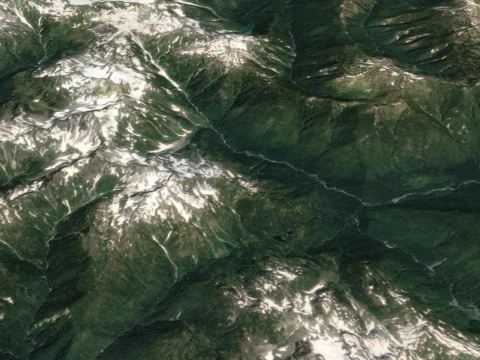 Paysage de hautes montagnes et de canyons dans le mod&egrave;le Sketchup des montagnes Hengduan Modèle 3D
