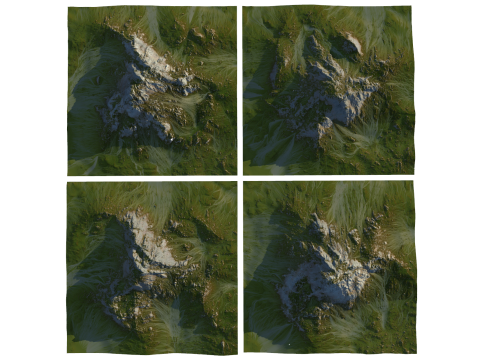 Temperate high mountain water erosion landform Sketchup model 3D Model