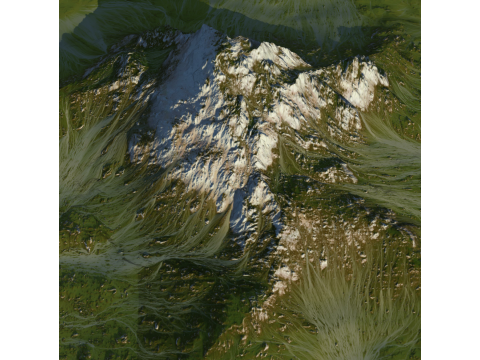 Model Sketchup bentuk lahan erosi air pegunungan yang tinggi dan beriklim sedang Model 3D