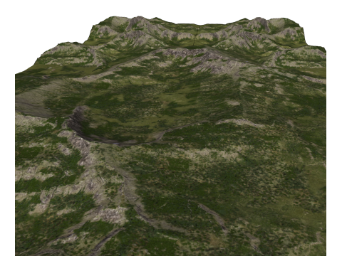 Model sketsa lanskap gunung pegunungan lembah Model 3D