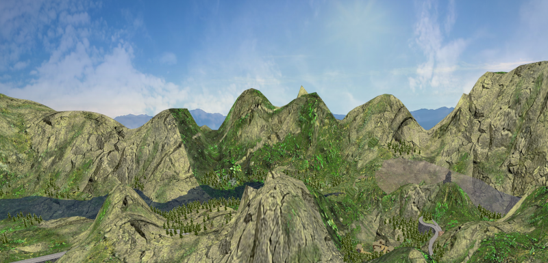 Model szkicu krajobrazu nad rzeką w dolinie Pasmo górskie w dolinie Model 3D .c4d .max .obj .3ds .fbx .stl .blend