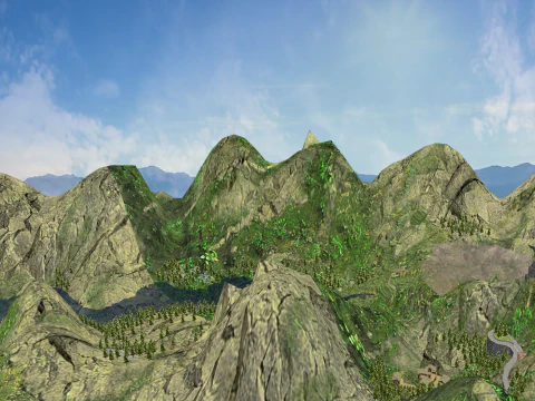 Valley Mountain Range Mountain Range Valley Riverside Landscape Sketchup Model 3D Model