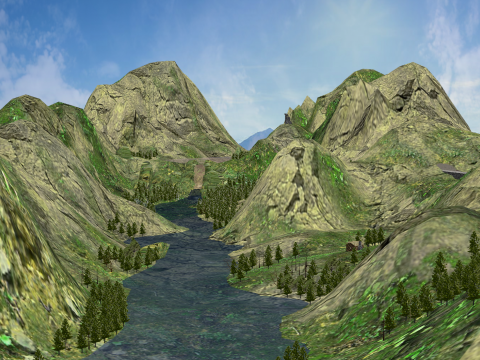 Гірський хребет Долини Гірський хребет Долина Ріверсайд Пейзаж Sketchup Модель 3D Модель