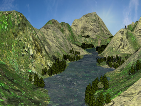 Гірський хребет Долини Гірський хребет Долина Ріверсайд Пейзаж Sketchup Модель 3D Модель