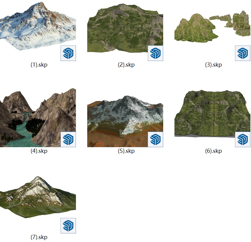 Mountain Range and Peak SU Model 3D Model .c4d .max .obj .3ds .fbx .stl .blend