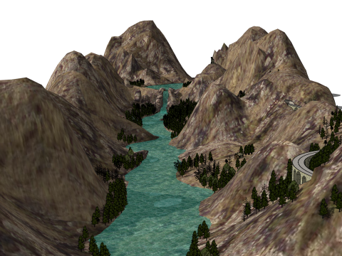 पर्वत श्रृंखला और पीक एसयू मॉडल 3D मॉडल