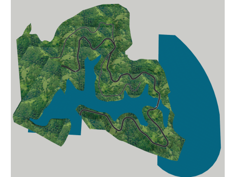 深い谷低山と丘陵地形 SketchUp モデル 3Dモデル