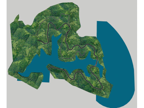 Deep valley low mountain and hilly landform SketchUp model 3D Model