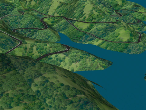 Deep valley low mountain and hilly landform SketchUp model 3D Model