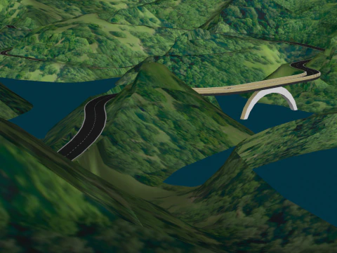 Deep valley low mountain and hilly landform SketchUp model 3D Model