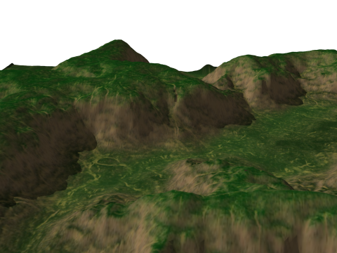 Hügelige Landschaftsformen, die in feuchten Gebieten von Wassererosion dominiert werden. SketchUp-Modell 3D Modell