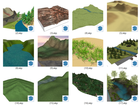 Гірська місцевість гірські потоки SketchUp моделі всього 18 3D Модель