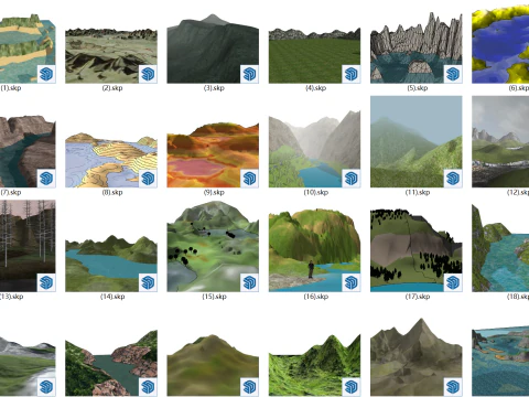 Mountains mountains streams grasslands islands canyons rivers SketchUp model a total of 36 3D Model