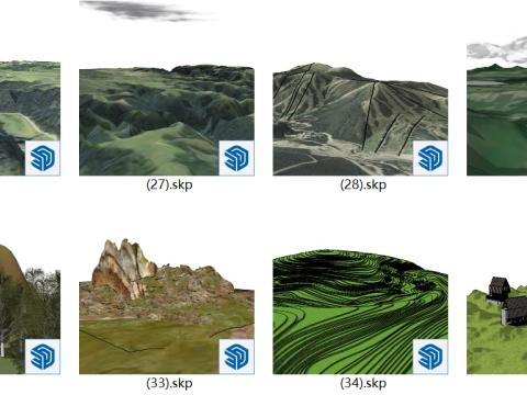 Góry, góry, potoki, łąki, wyspy, kaniony, rzeki. W programie SketchUp można znaleźć łącznie 36 modeli Model 3D